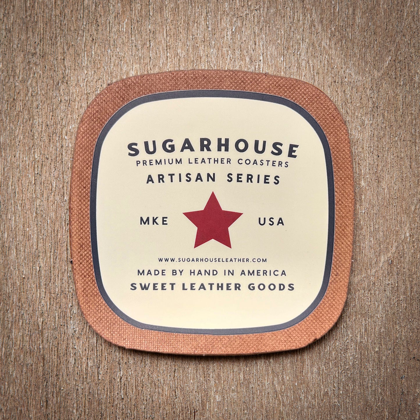 Artisan Leather Coaster Design 04