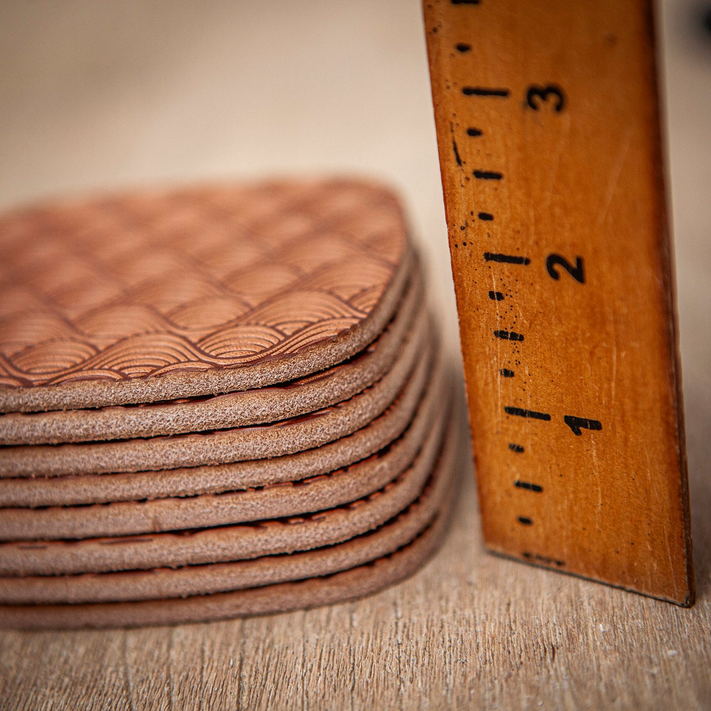 Artisan Leather Coaster Design 04