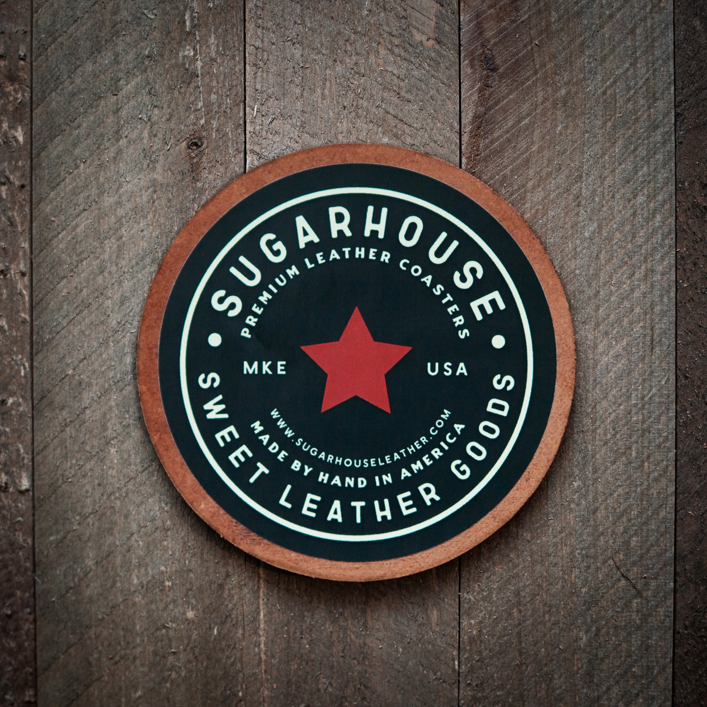 E Monogram Letter Leather Coaster