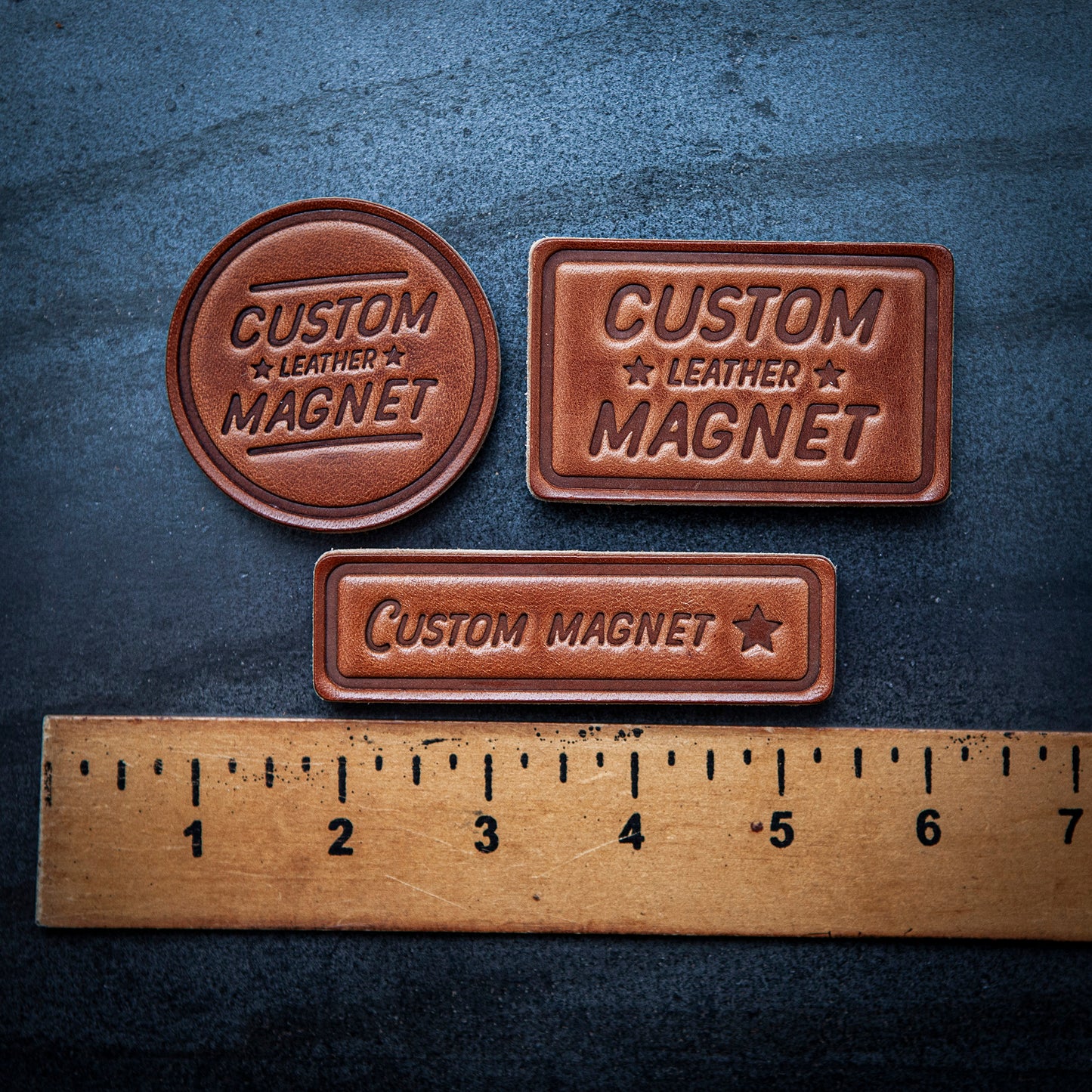 Wisconsin Silhouette Leather Magnet Block Style