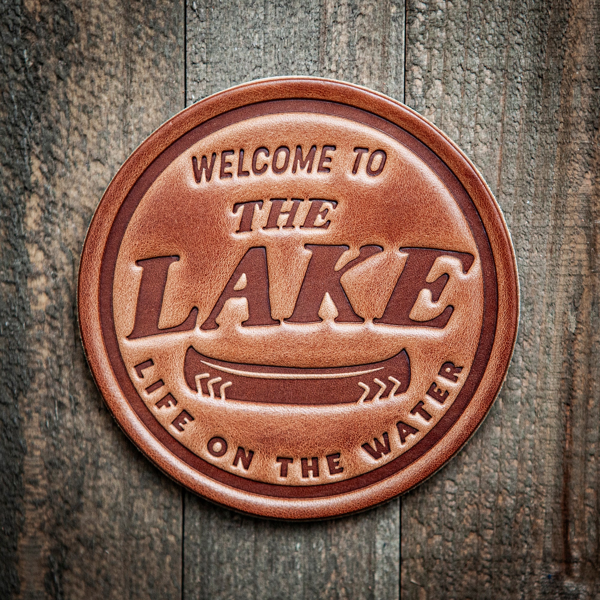 Lake Tahoe Silhouette Leather Coaster