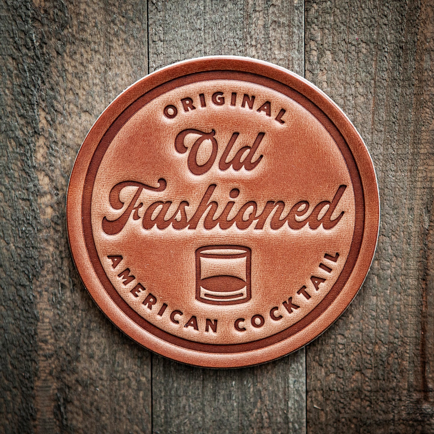 Old Fashioned Orginial American Cocktail Leather Coaster
