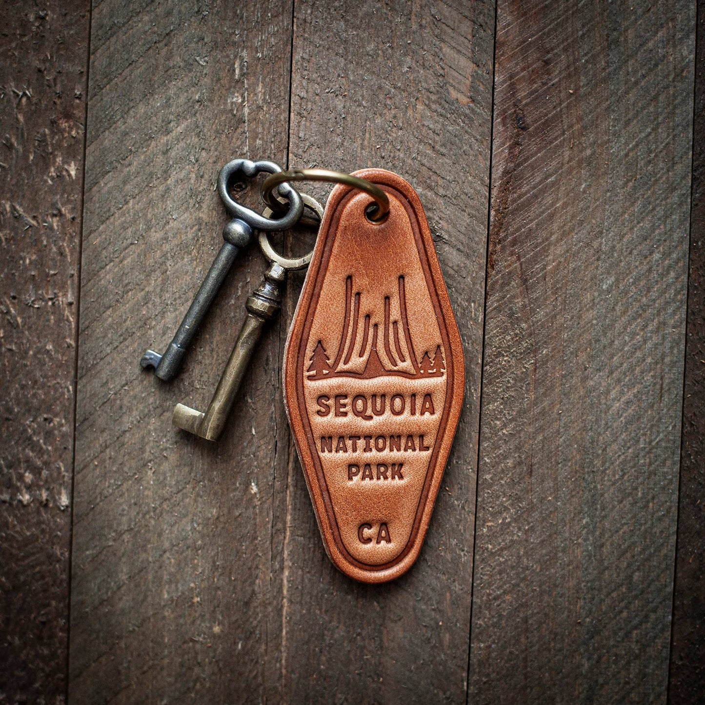 Sequoia National Park Leather Keychain Motel Style