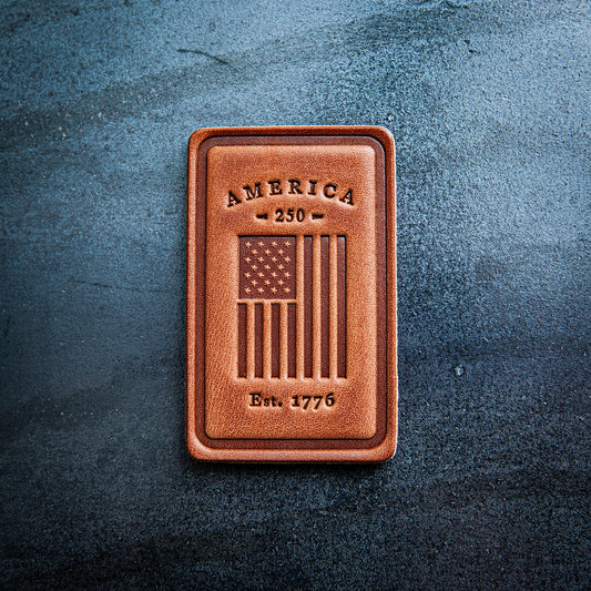 American 250th Anniversary Flag Leather Magnet Block Style