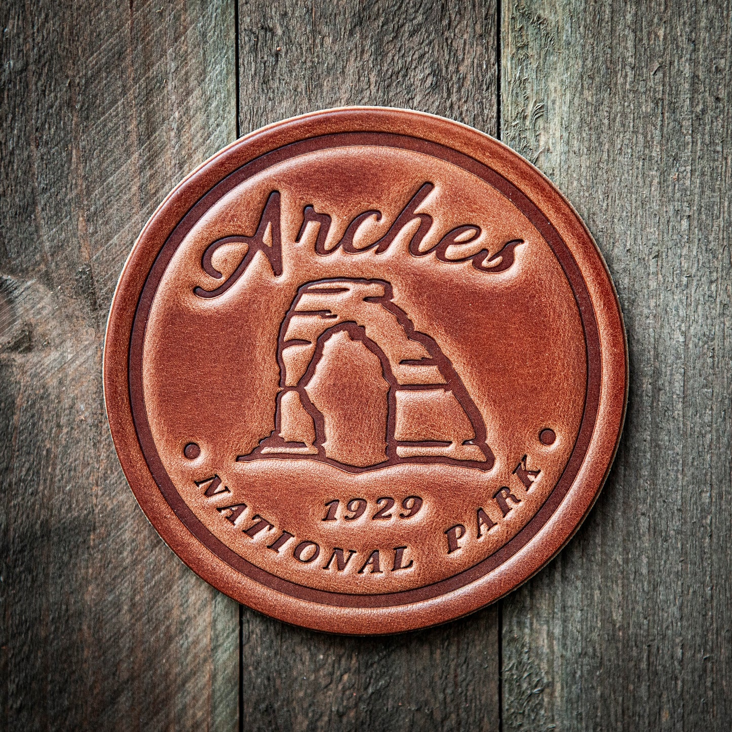 Arches National Park Leather Coaster