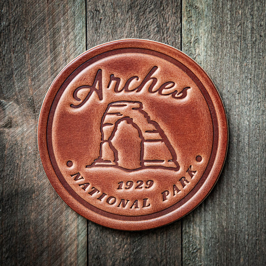Arches National Park Leather Coaster