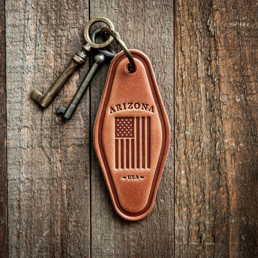 Arizona American Flag Leather Keychain Motel Style