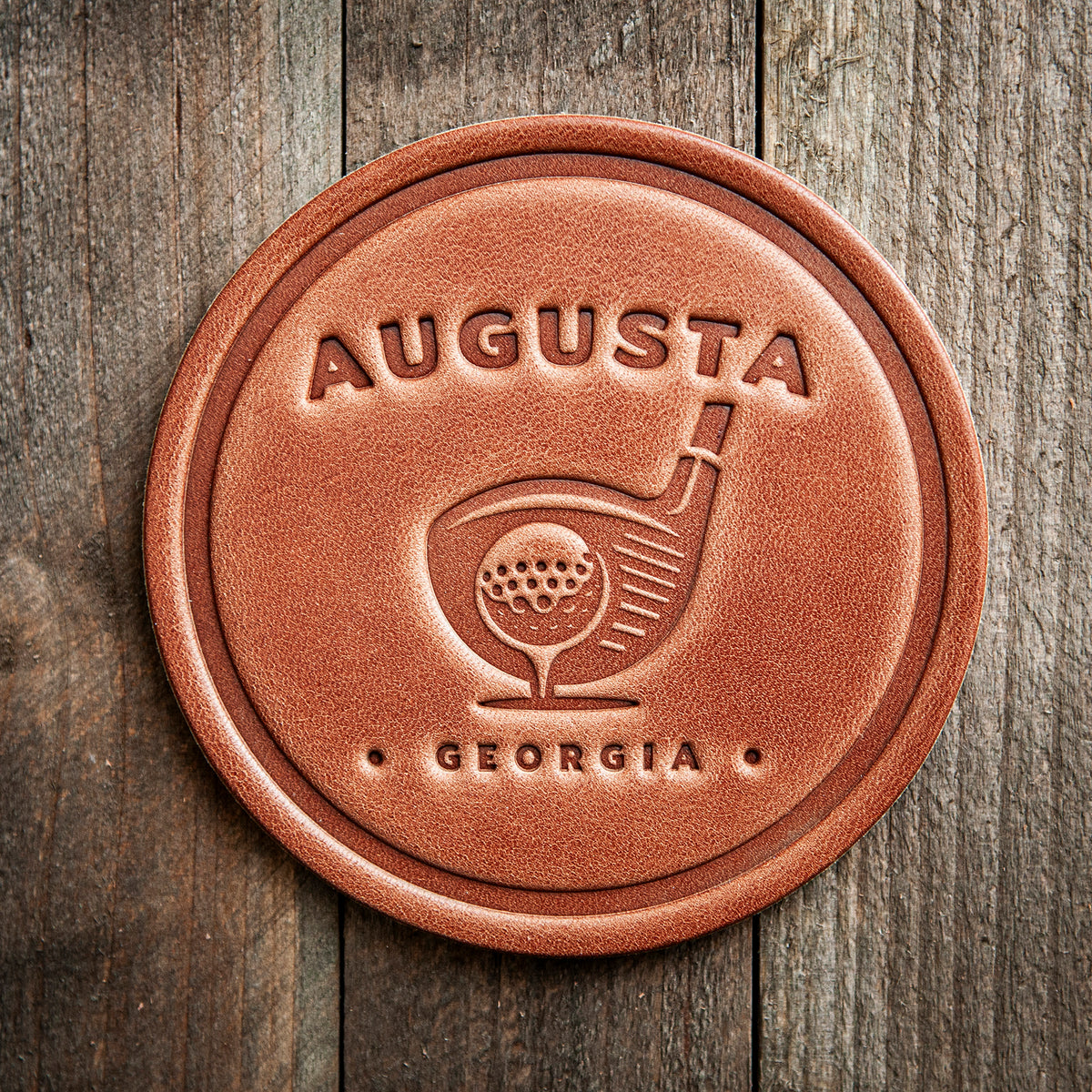 Golf Course Coaster Augusta Georgia Golf Club Leather Coaster – Sugarhouse Leather