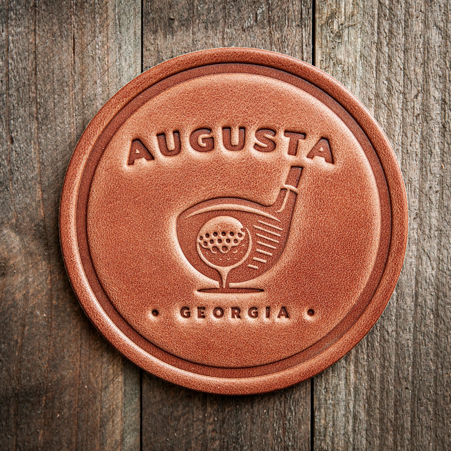 Augusta Georgia Golf Club Leather Coaster