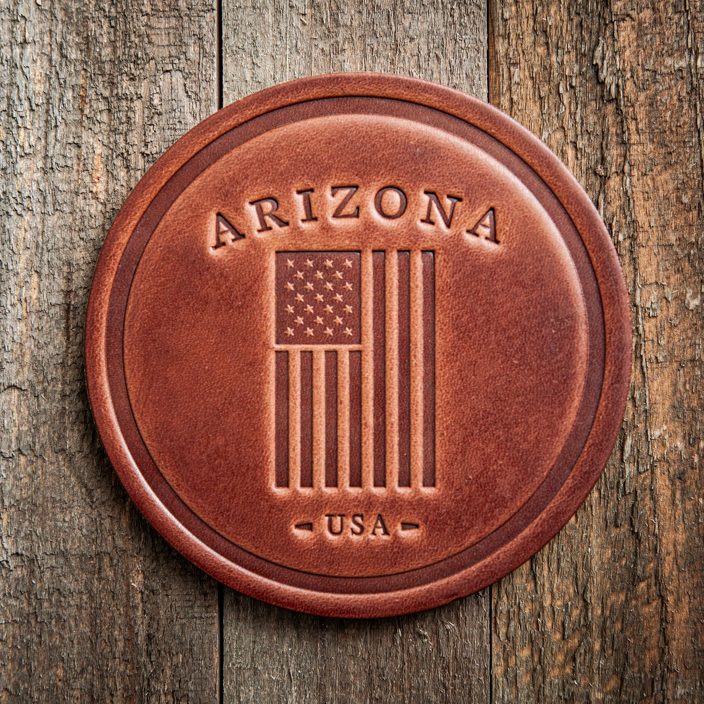 Arizona American Flag Leather Coaster