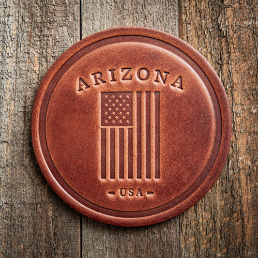 Arizona American Flag Leather Coaster