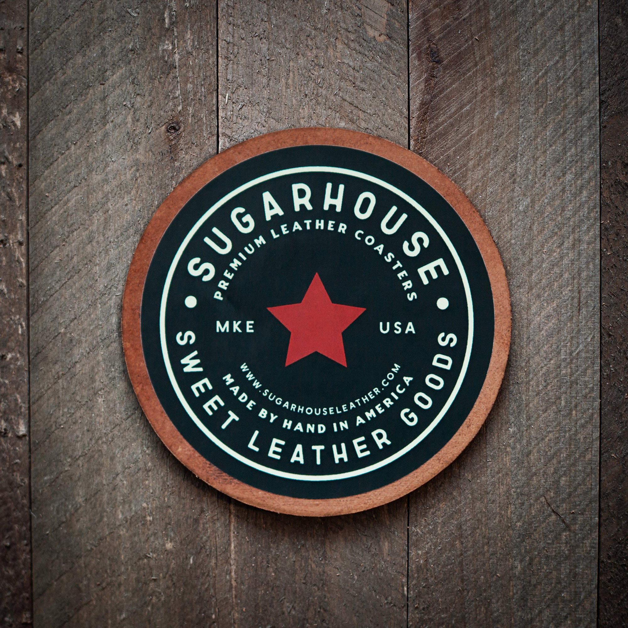 Massachusetts State Silhouette Leather Coaster