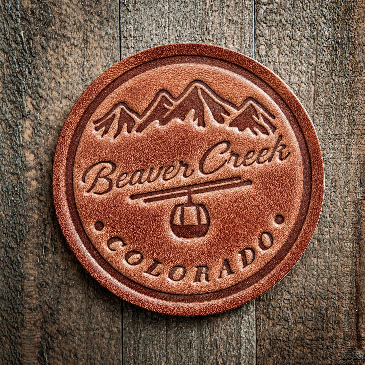 Beaver Creek Colorado Leather Coaster