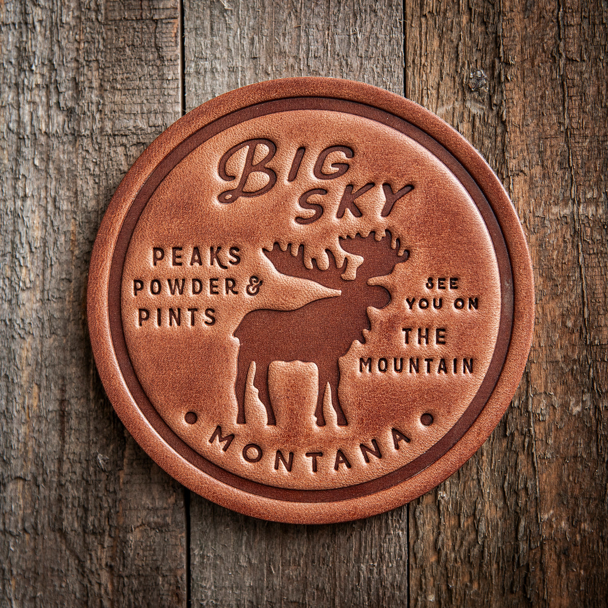 Big Sky Montana Moose Leather Coaster