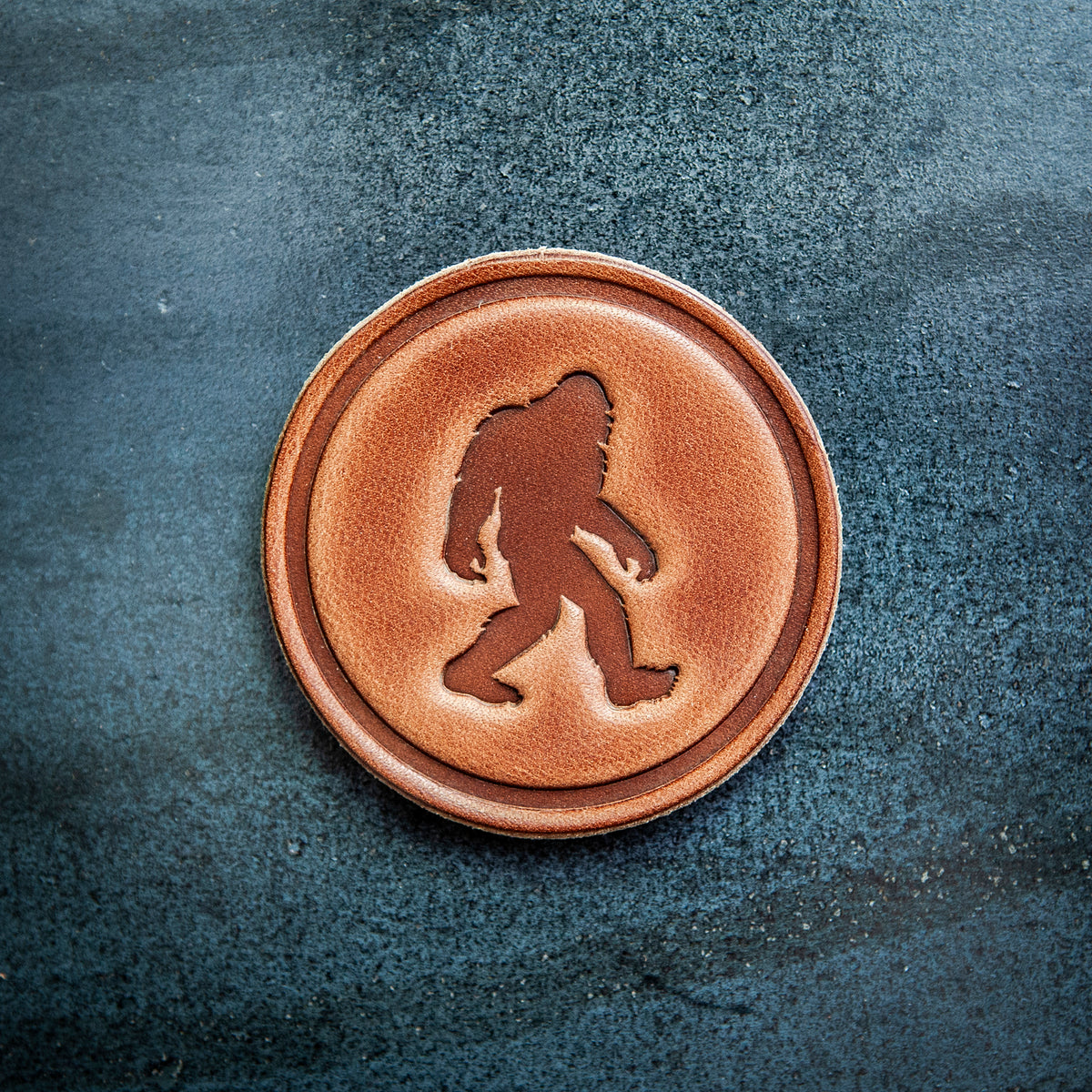 Big Foot Sasquatch Leather Magnet Circle Style