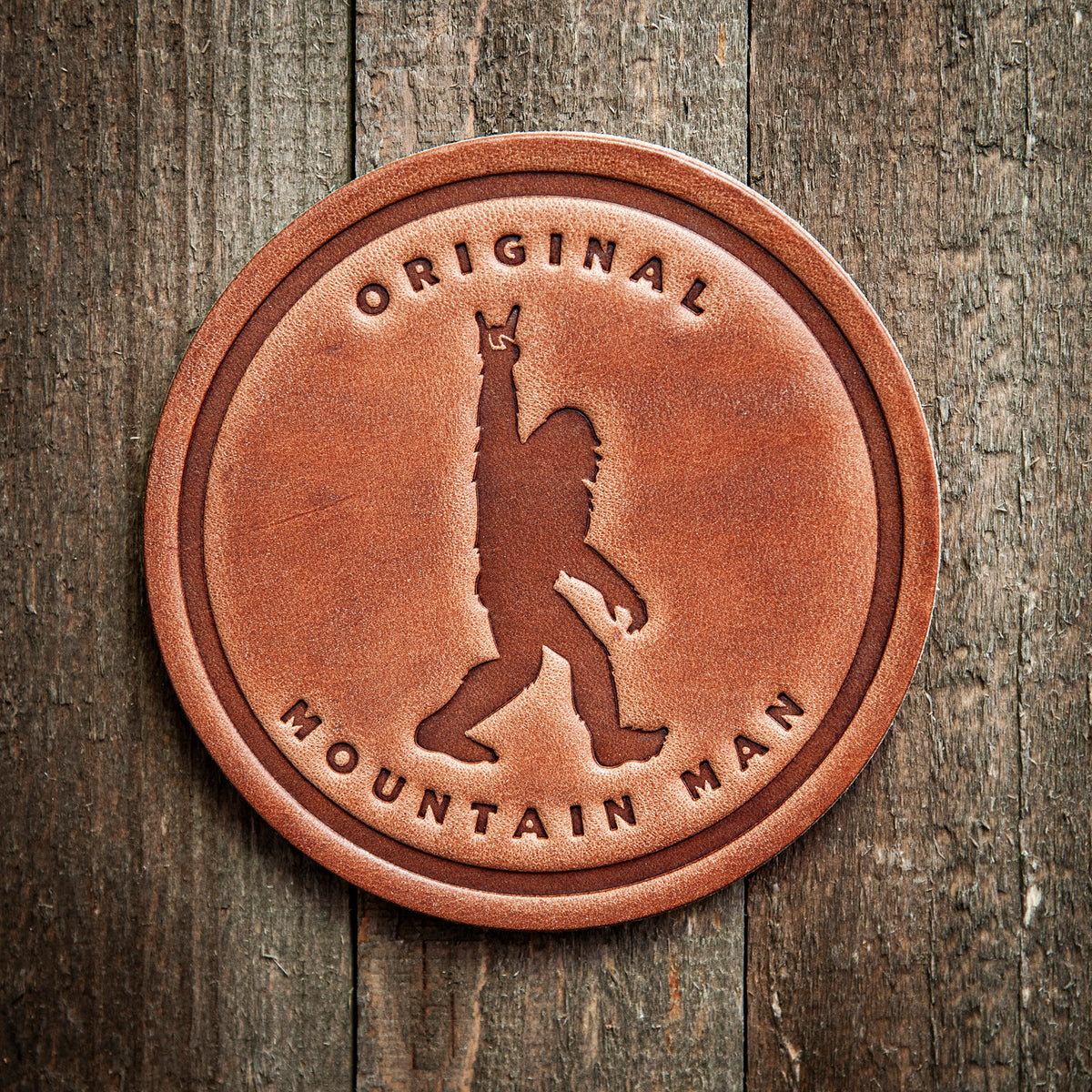 Original Mountain Man Big Foot Sasquatch Leather Coaster
