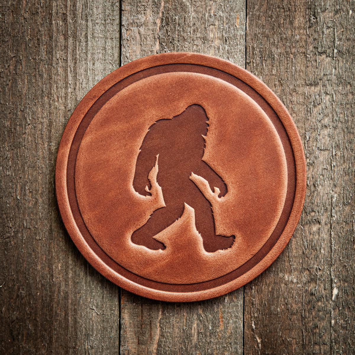 Big Foot Sasquatch Leather Coaster