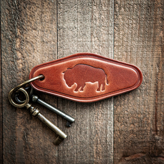 Bison Leather Keychain Motel Style