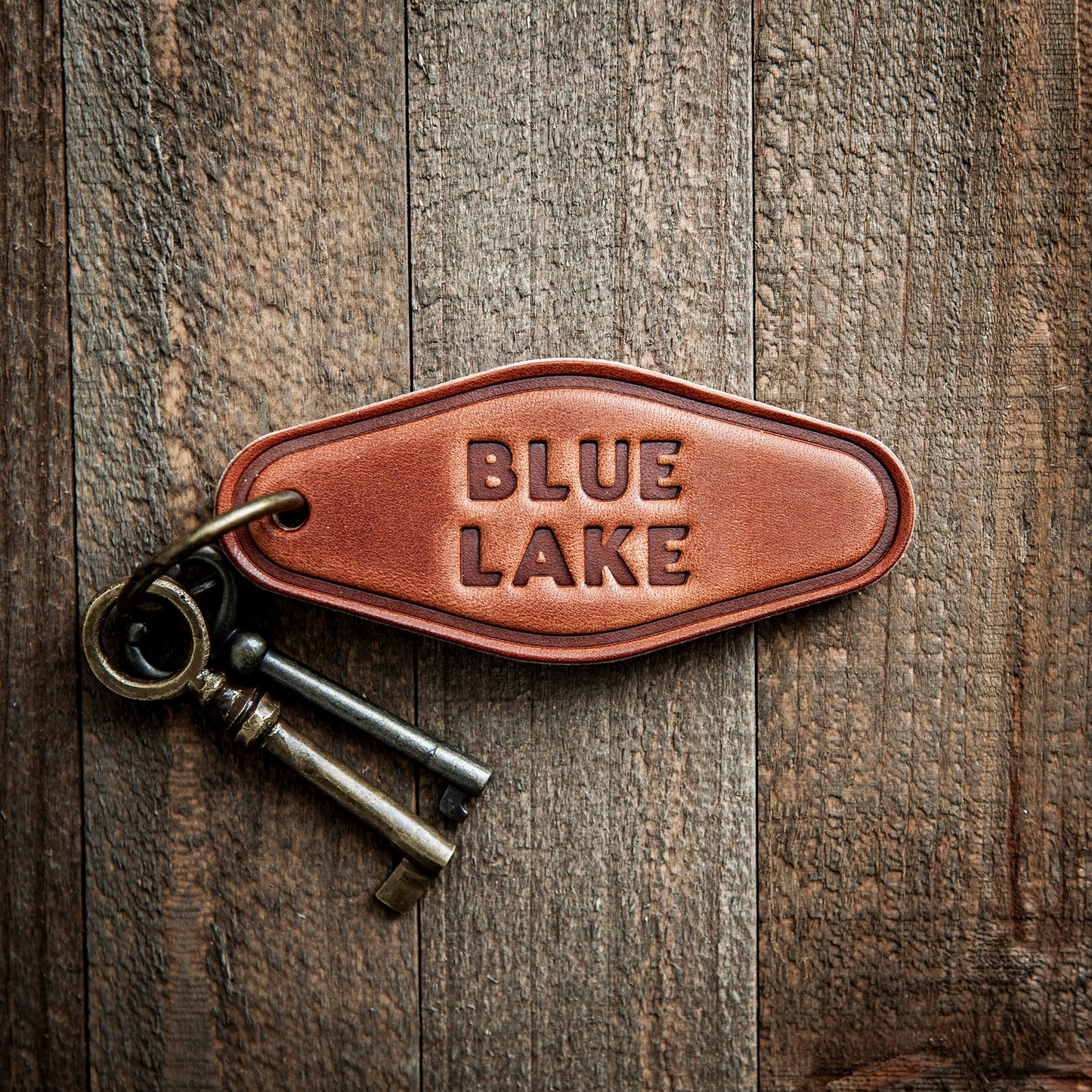 Blue Lake Leather Keychain Motel Style