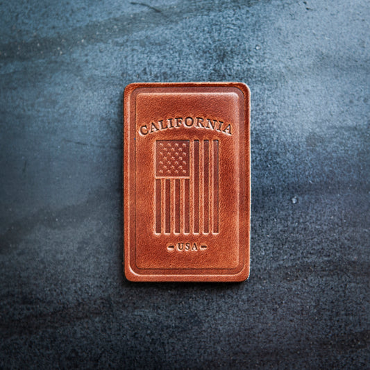 California American Flag Leather Magnet Block Style
