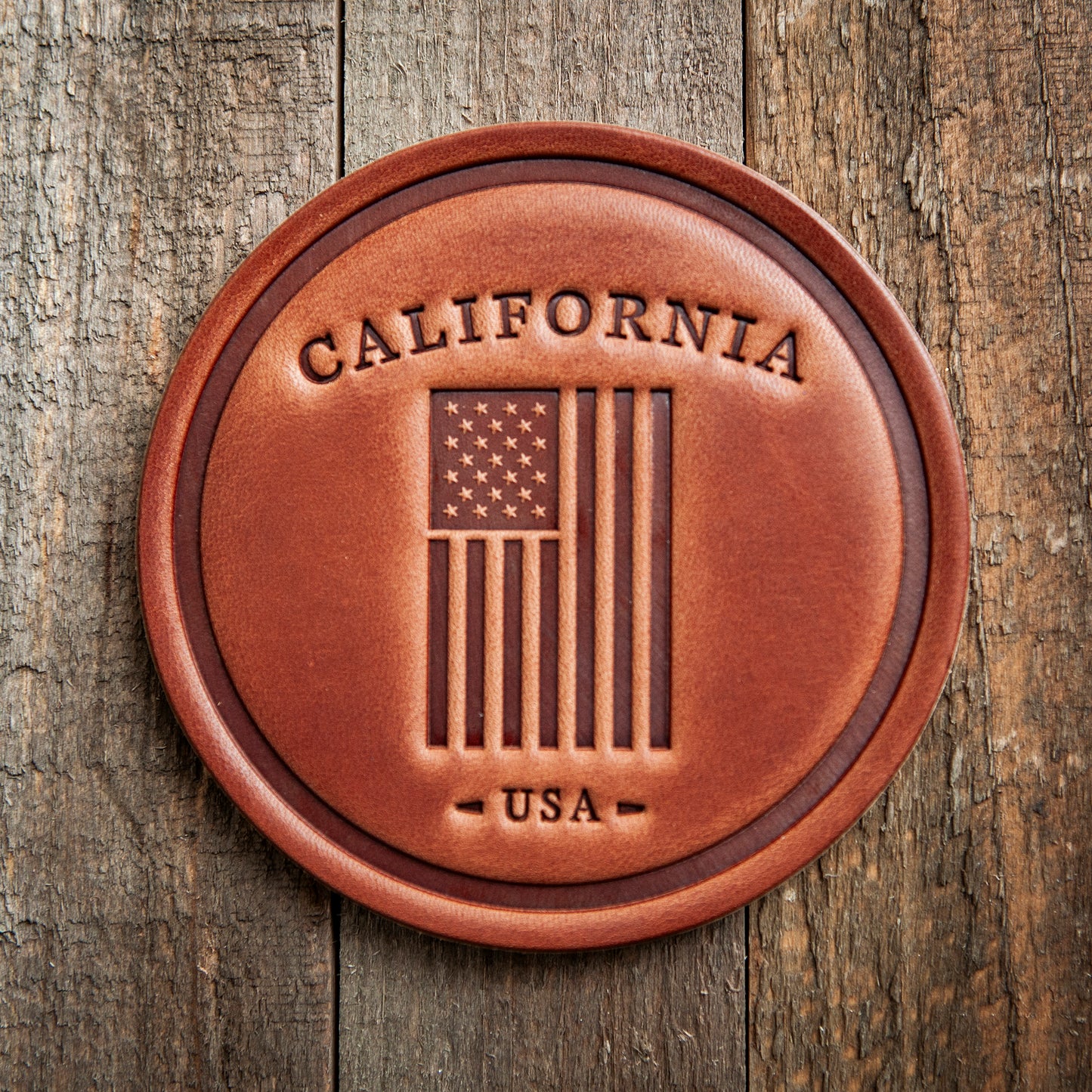 California American Flag Leather Coaster