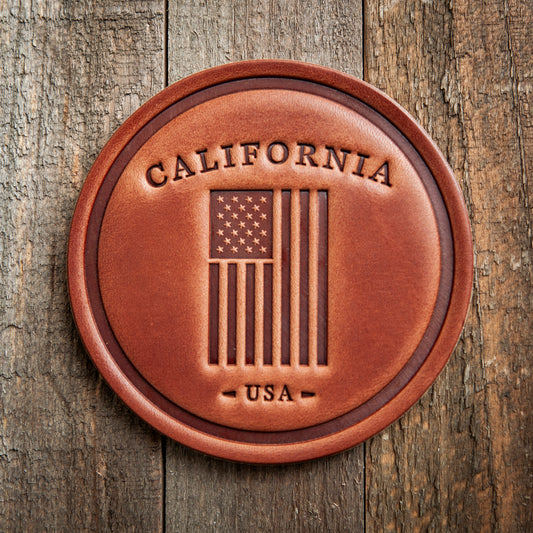 California American Flag Leather Coaster