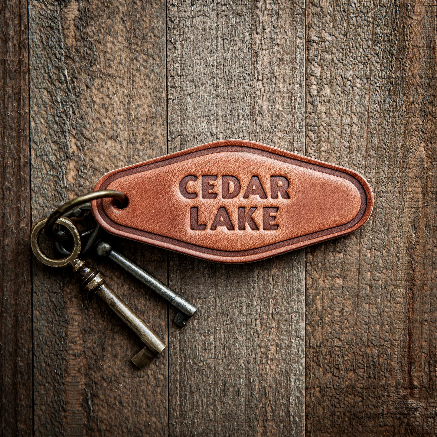 Cedar Lake Leather Keychain Motel Style