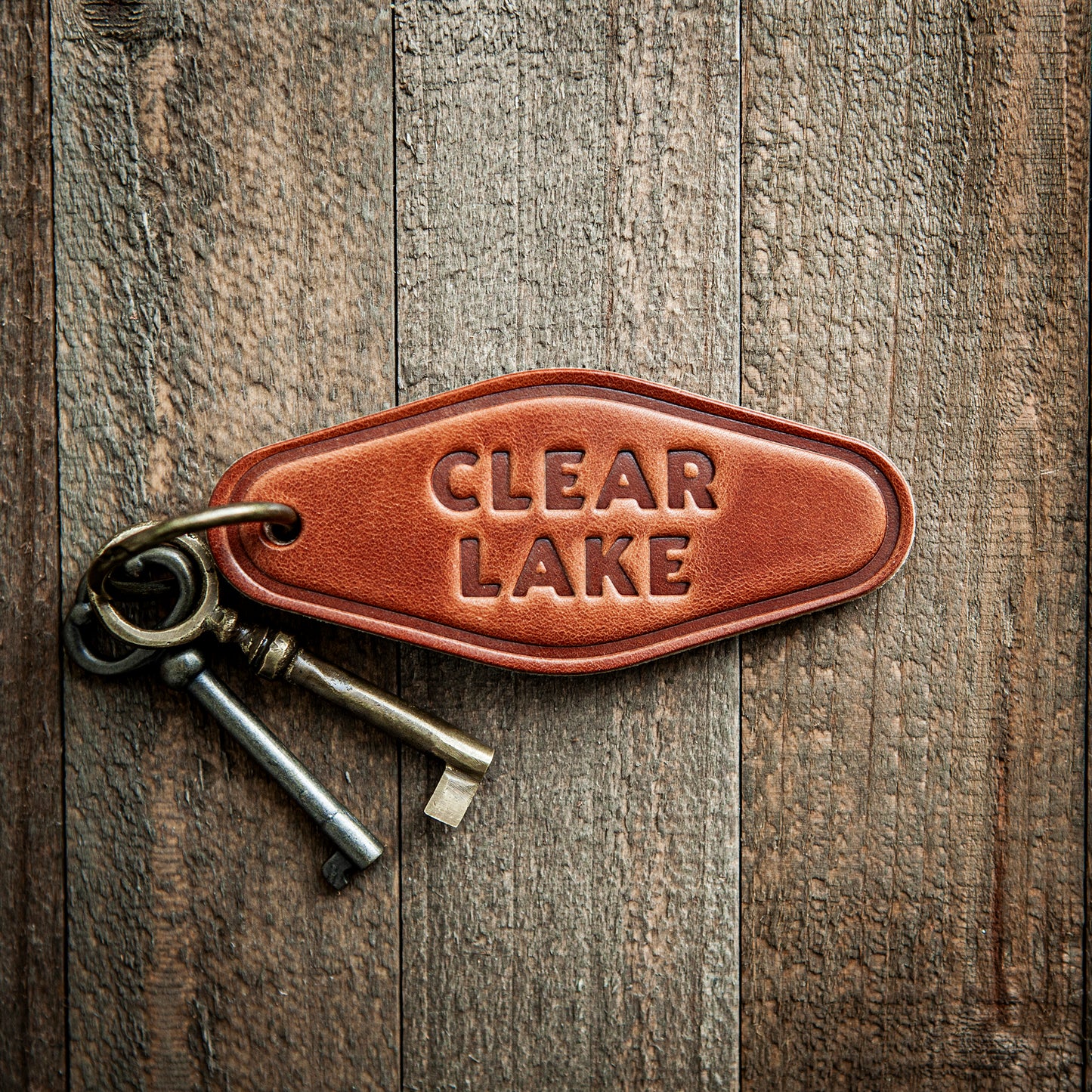 Clear Lake Leather Keychain Motel Style