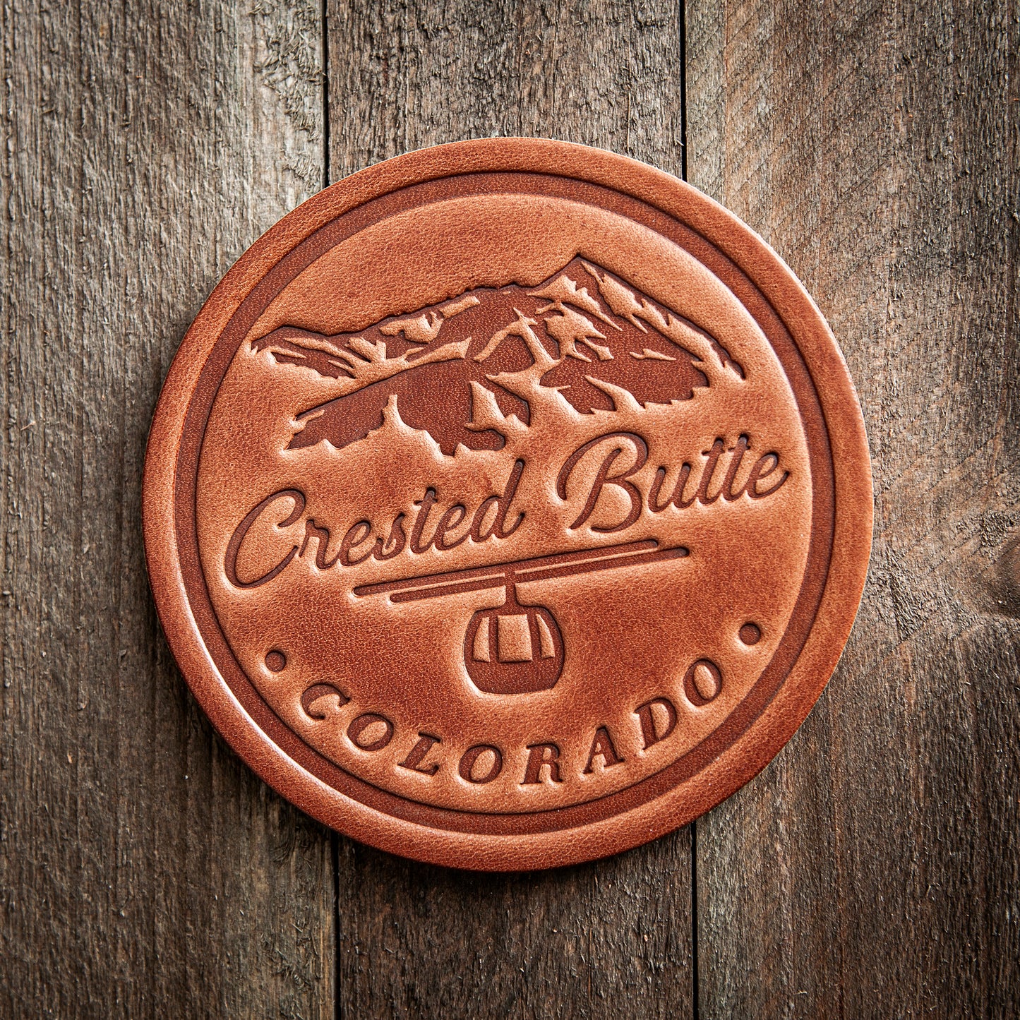 Crested Butte Colorado Leather Coaster
