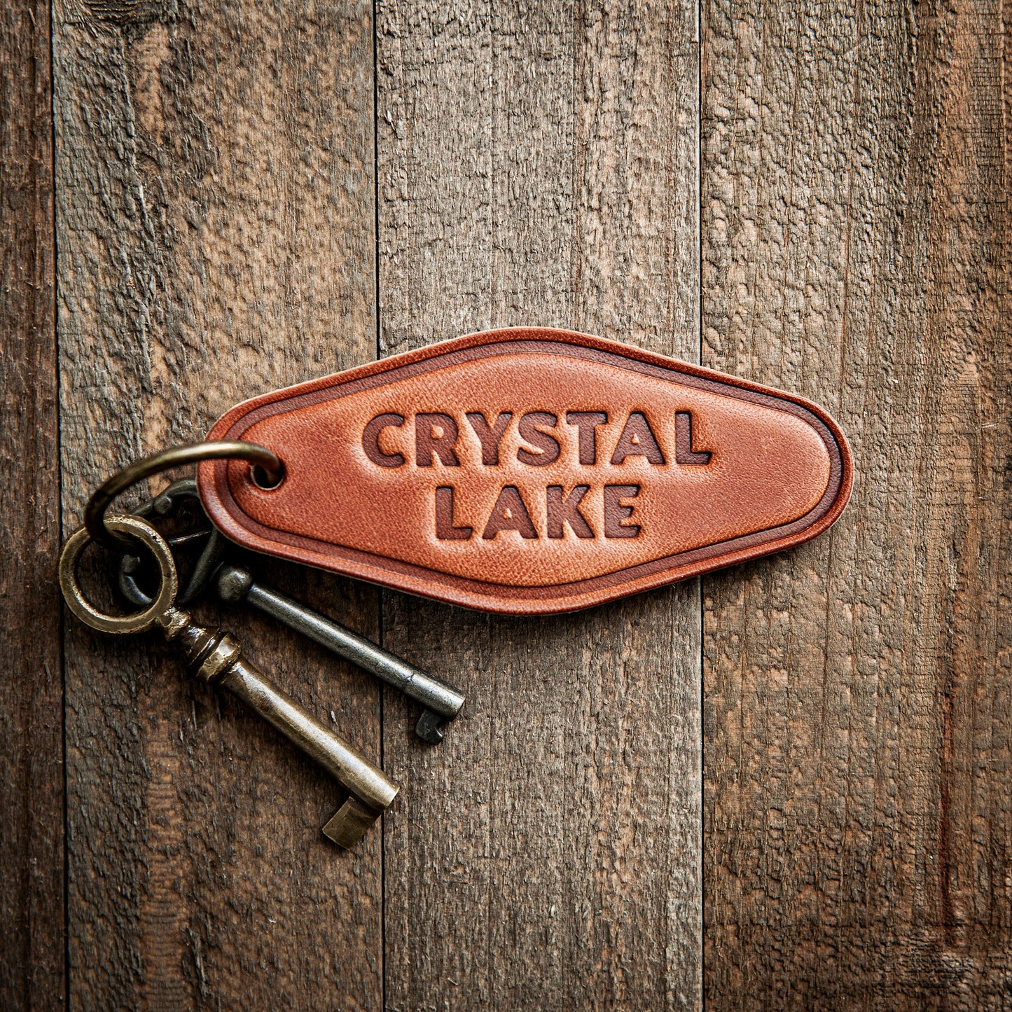 Crystal Lake Leather Keychain Motel Style
