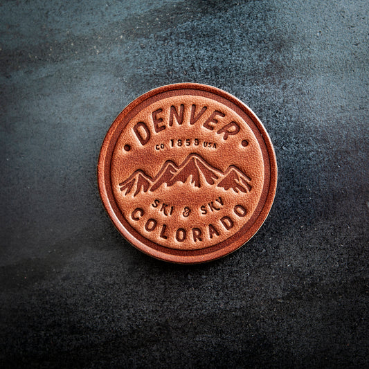 Denver Colorado Leather Magnet Circle Style
