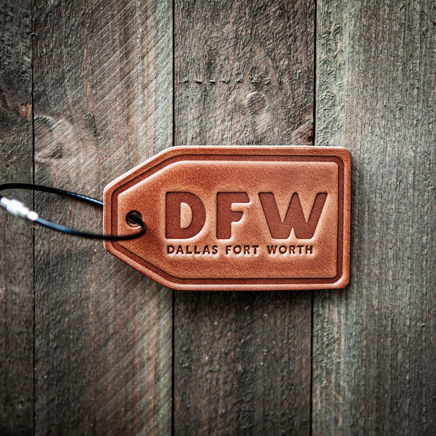 Dallas Fort Worth DFW Leather Luggage Tag