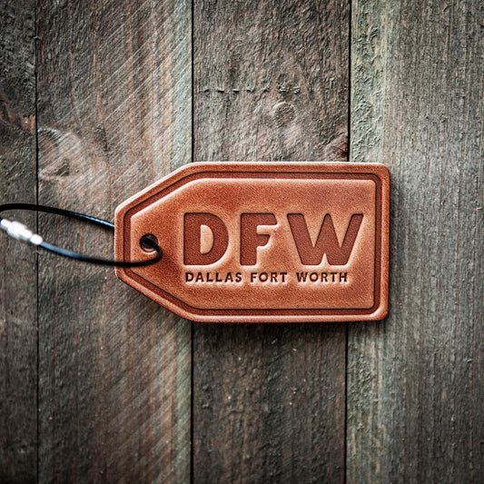Dallas Fort Worth DFW Leather Luggage Tag