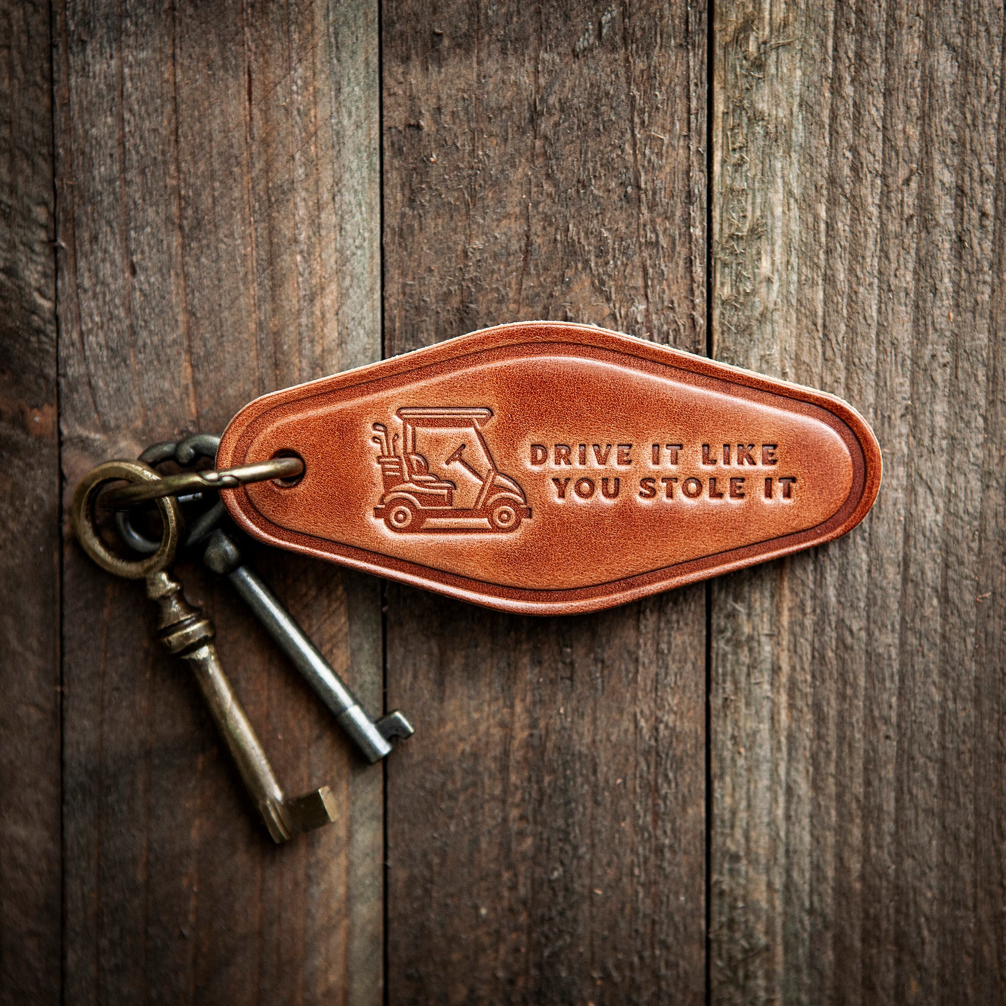 Drive It Golf Cart Leather Keychain Motel Style – Sugarhouse Leather