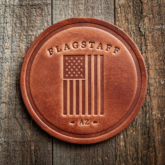 Flagstaff Arizona American Flag Leather Coaster