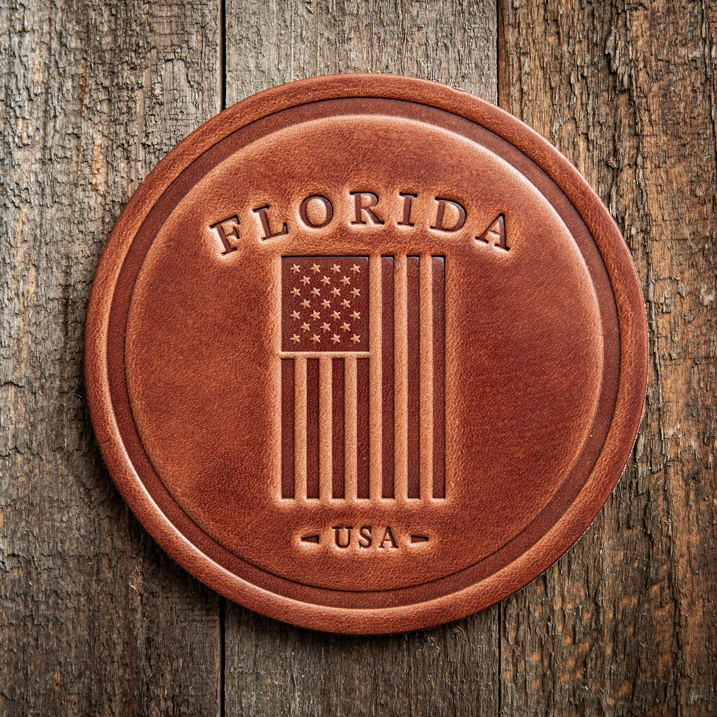 Florida American Flag Leather Coaster