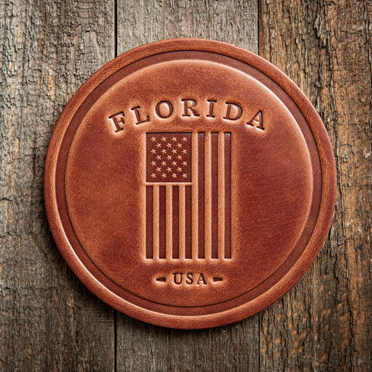 Florida American Flag Leather Coaster