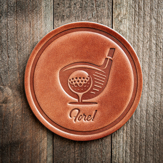 Fore! Leather Coaster
