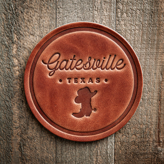 Gatesville Texas Leather Coaster