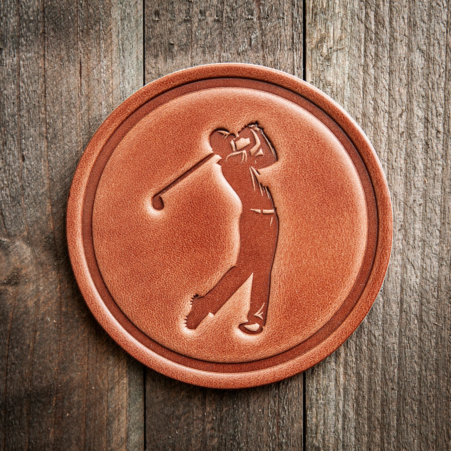 Golfer Leather Coaster