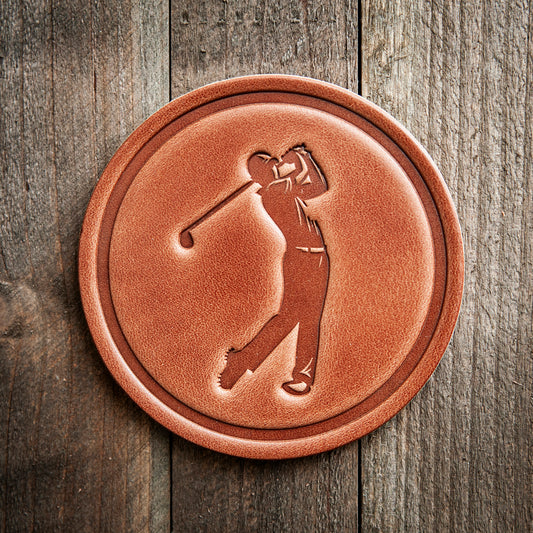 Golfer Leather Coaster
