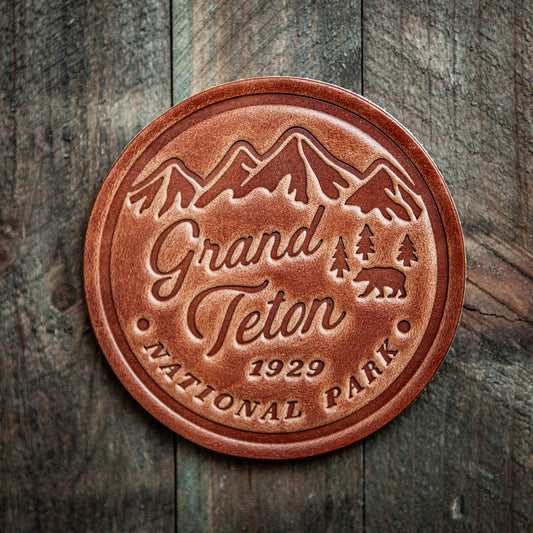 Grand Teton National Park Leather Coaster