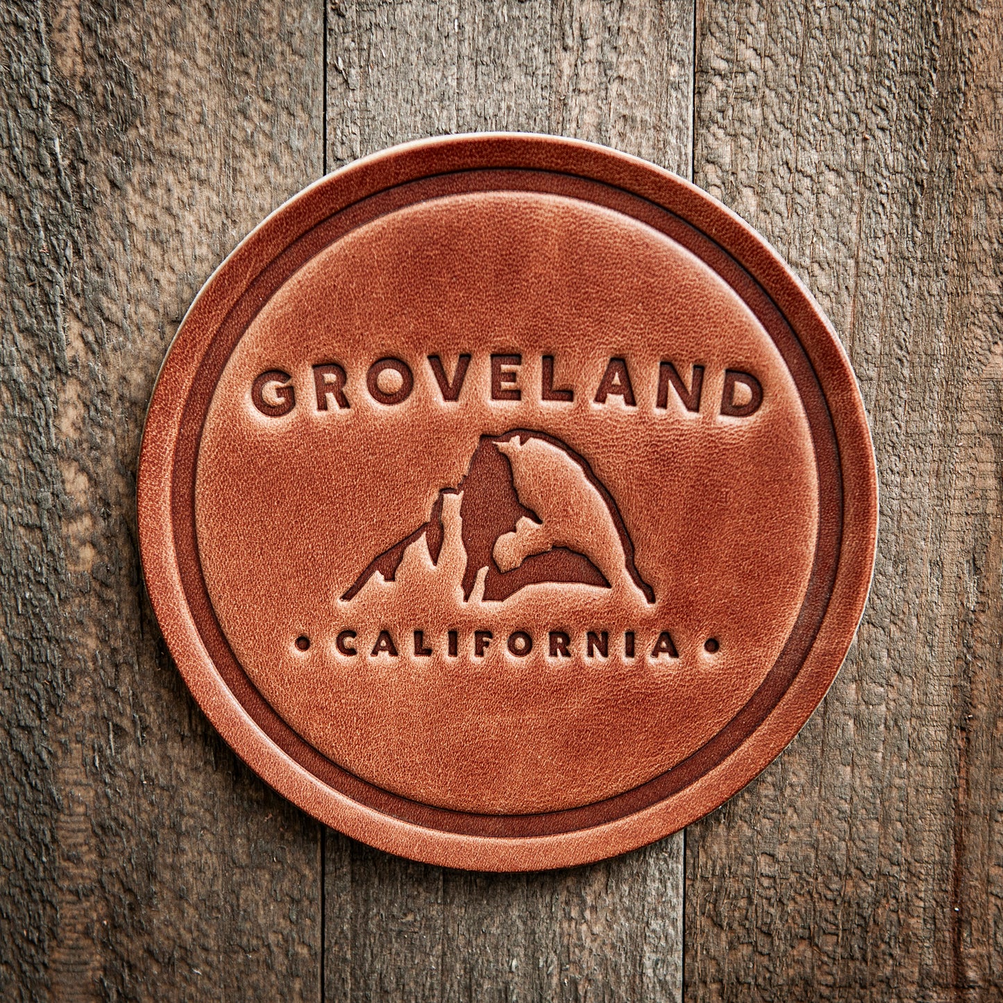 Groveland California Leather Coaster