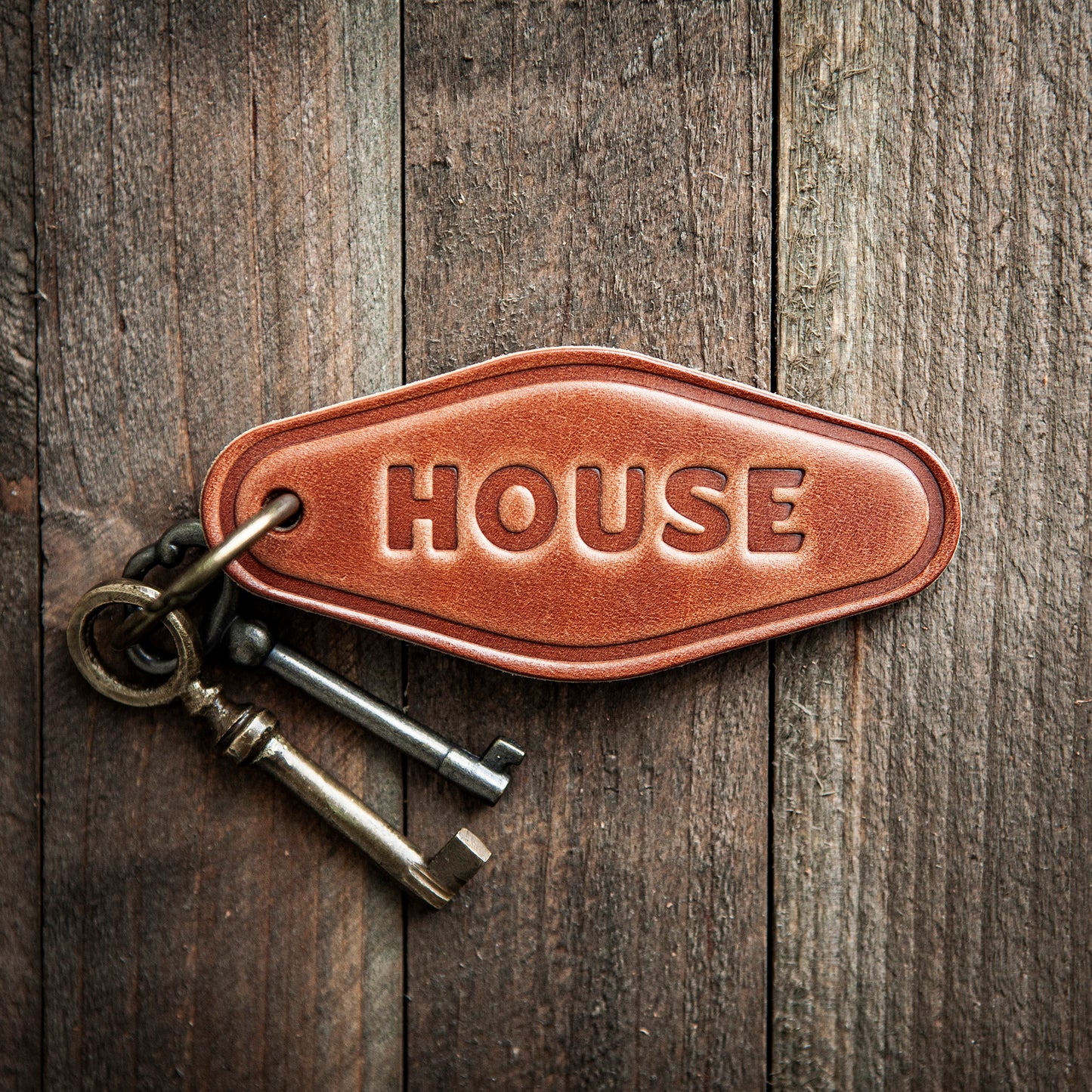 House Leather Keychain Motel Style