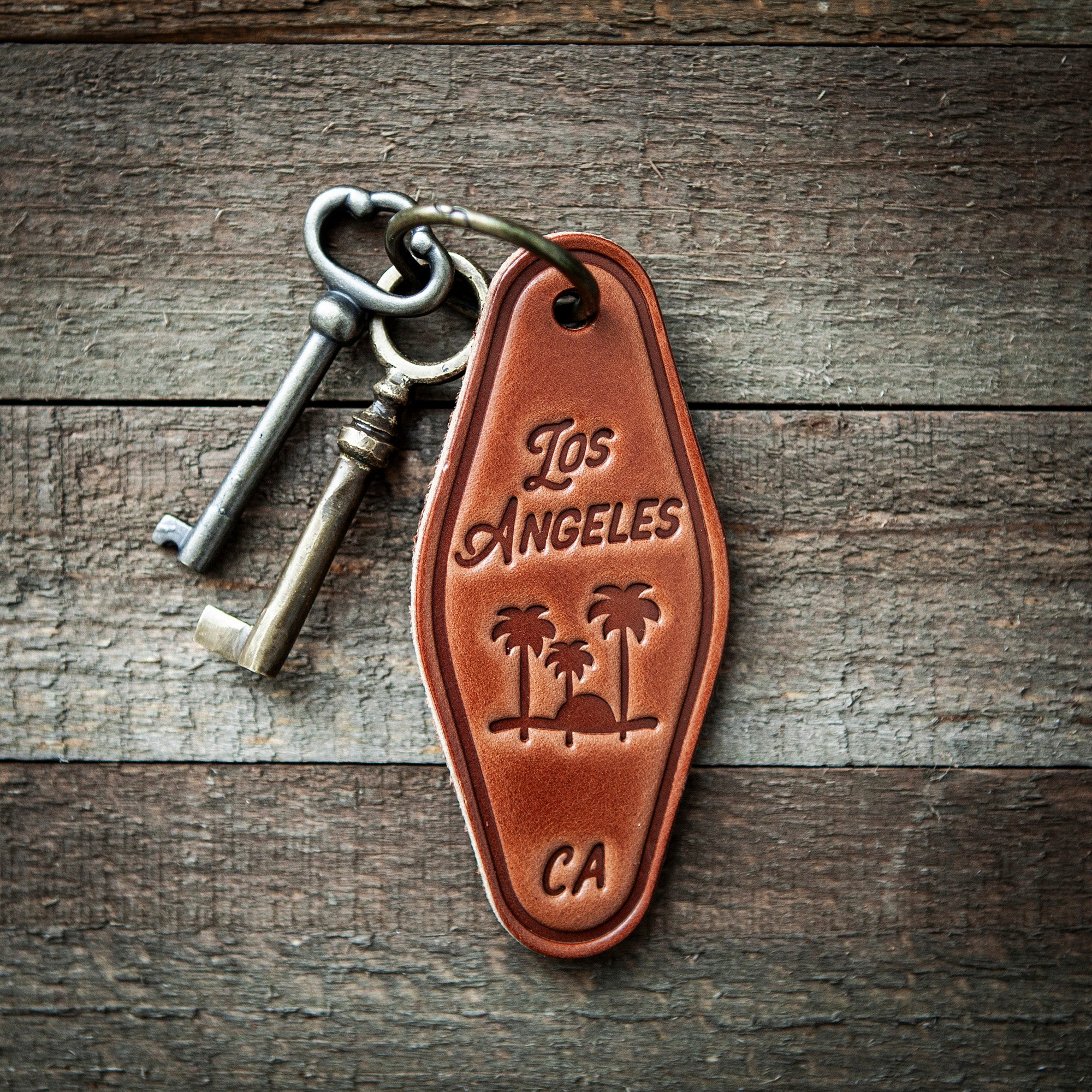 Los Angeles California Leather Keychain Motel Style – Sugarhouse Leather