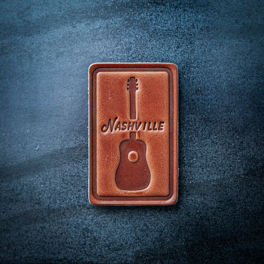 Nashville Tennessee Guitar Leather Magnet Block Style