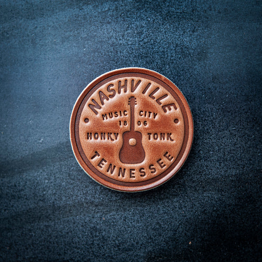 Nashville Tennessee Leather Magnet Circle Style