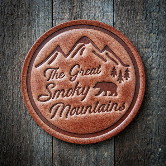 Great Smoky Mountains Leather Coaster