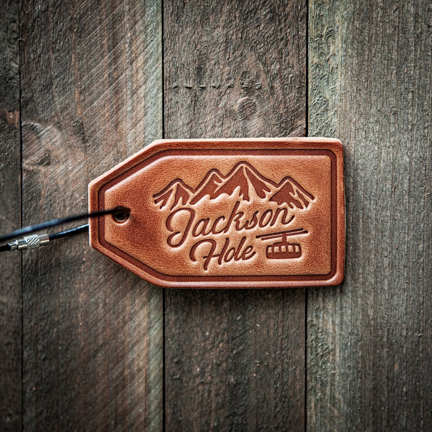 Jackson Hole Gondola Leather Luggage Tag