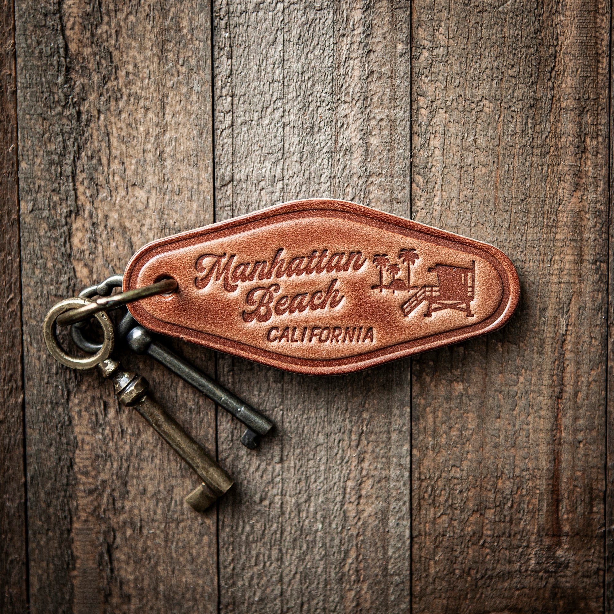 Manhattan Beach California Leather Keychain Motel Style – Sugarhouse ...